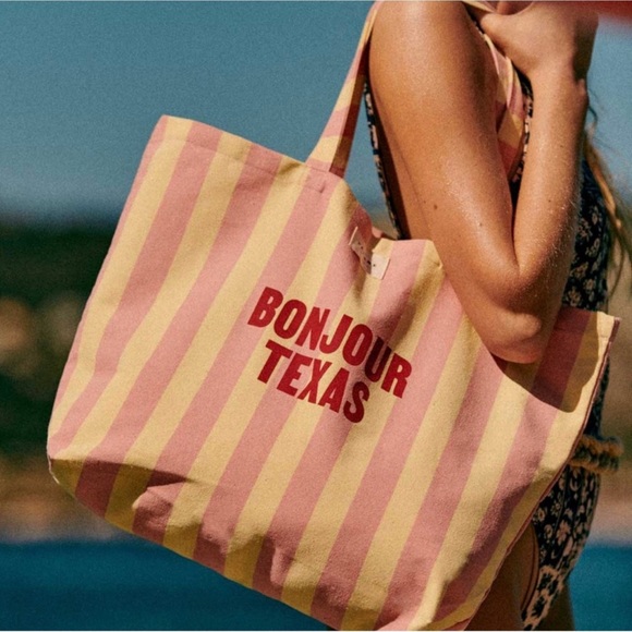 Sezane Handbags - Sezane Limited Edition Stripe Bonjour Texas Tote Pool Beach Bag